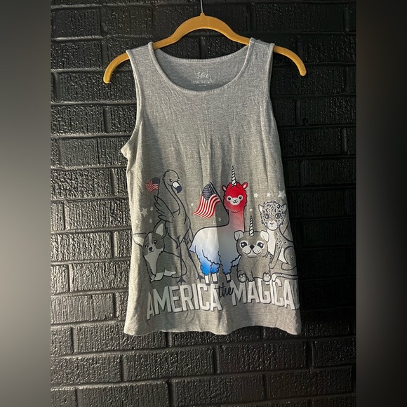 ✨Justice Gray Tank Top with Magical Animal Print - Picture 1 of 4